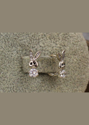 Сережки дитячі зайчики із білими фіанітами 10 мм сріблясті Xuping Jewelry (316434181)
