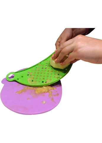 Плоска терка-друшляк двостороння пластикова 30 см Синій Kitchette (301796716)