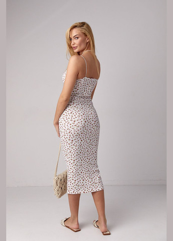 Белое силуэтный сарафан миди с цветочным узором Lurex