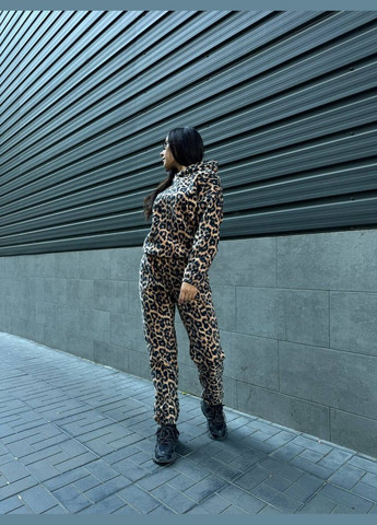 Коричневий зимовий костюм леопардовий флісовий No Brand