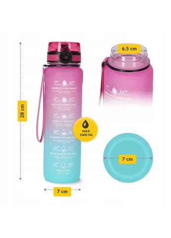 Пляшка для води спортивна 1000 мл Pink/Sky Blue () 4FIZJO P-5905973400770 (402385295)