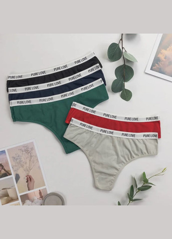 Жіночі труси-стринги батал із написом по резинці 5 шт Nicoletta (342119980)