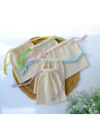 Набор мешочков для упаковки 5 шт, эко бежевые мешки 13x11 см разноцветный шнур No Brand (356022595)