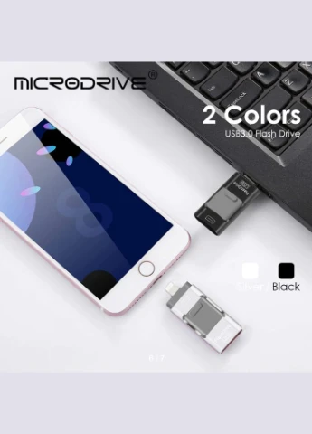Флешка для iPhone з роз'ємом USB 3.0 Micro USB Lightning 32 GB HighSpeed Silver Flash (297998550)