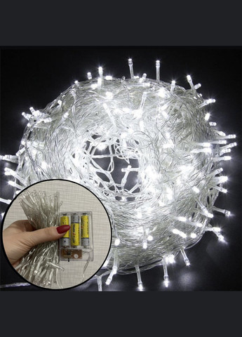Яскрава світлодіодна гірлянда НА БАТАРЕЙКАХ+ від USB 10м 100LED ХОЛОДНИЙ БІЛИЙ прозорий провід Po Fanu (301764993)