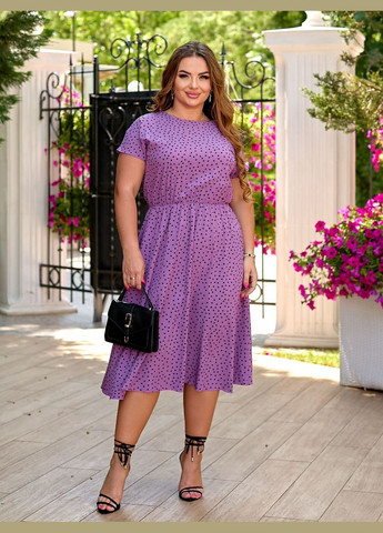 Фиолетовое повседневный, кэжуал женское платье силуэтная Style Point в горошек