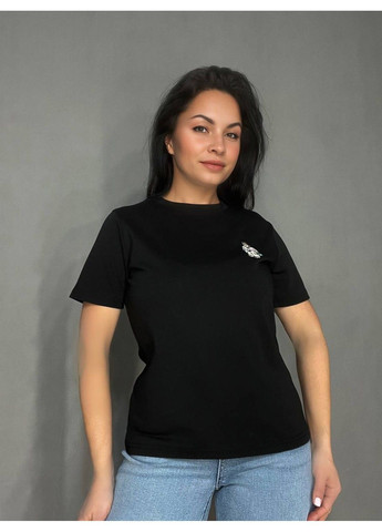 Футболка жіноча A-N 26001 базова однотонна з невеликою вишивкою ведмедик попереду середня довжина one size No Brand - (322944917)