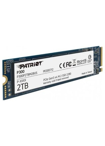 Накопичувач SSD M.2 2TB NVMe 2280 PCIe 3.0x4 3D NAND TLC (P300P2TBM28) Patriot P300 (360552361)