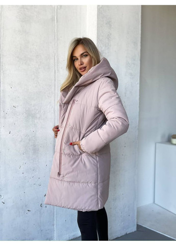 Пудрова зимня ✨жіноча зимова куртка з плащівки на синтепоні заміри в описі✨ куртка-пальто GD/GL Модний простір