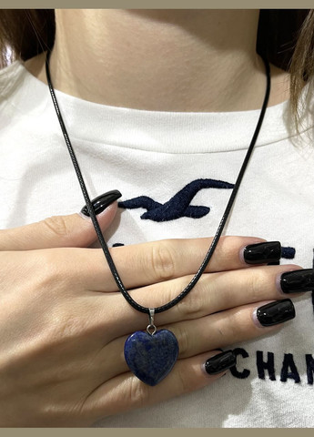 Підвіска з натуральним каменем Лазуріт кулон у формі серця на ланцюжку в подарунковій коробочці Лазурит (326807761)