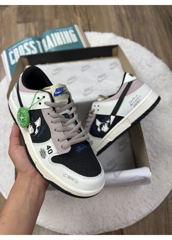 КРОССОВКИ ЖЕНСКИЕ NIKE SB DUNK LOW X STUSSY 40TH BLACK GREY BEIGE НАЙК СБ ДАНК No Brand серые демисезоны (367172202)