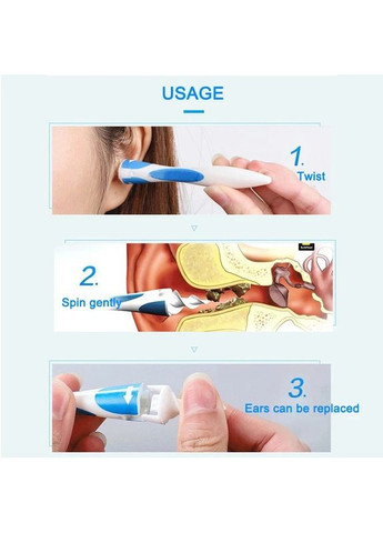Портативный инструмент для чистки ушей W89 силиконовый экстрактор с 16 насадками (5024689) Clefers (362711633)