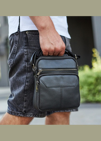 Мужской кожаный мессенджер через плечо черный A25F-1519A Tiding Bag (341309426)