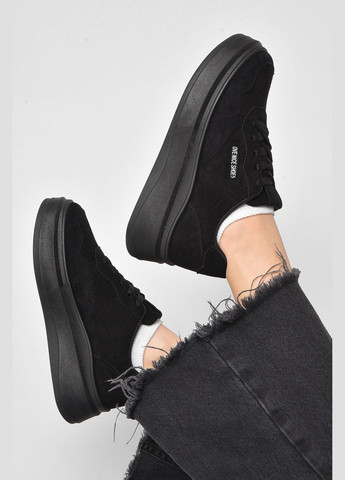 Чорні осінні кросівки жіночі чорного кольору на шнурівці Let's Shop