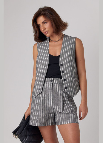 Женский летний костюм с шортами и жилеткой в полоску 9821 Lurex (299266037)