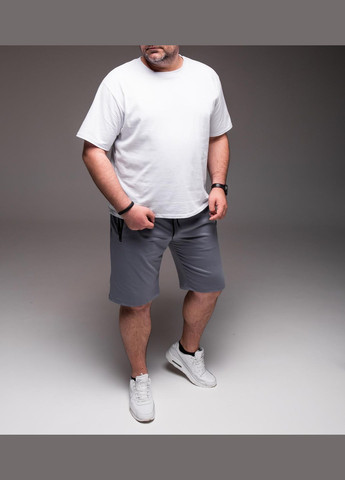 Серый летний костюм мужской футболка + шорты большой размер с шортами No Brand