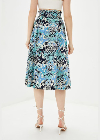 Разноцветная кэжуал с абстрактным узором юбка миди с абстрактным принтом в сине-голубых оттенках ORA
