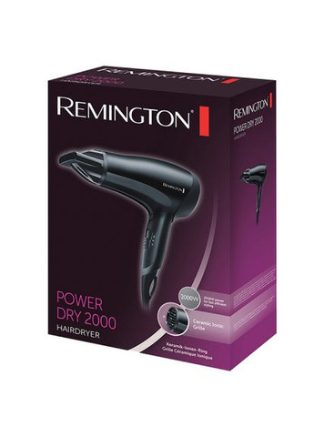 Фен D3010, Black, 2000W, 3 режима, 2 скорости, подача холодного воздуха Remington (360399020)