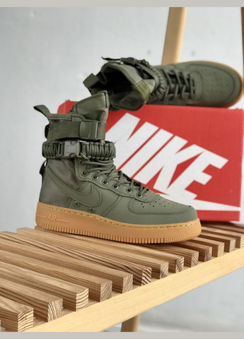 Оливковые (хаки) всесезонные кроссовки мужские nike air force 1 sf khaki | найк аир форс 1 сф хаки No Brand