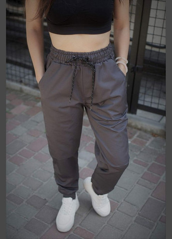 Женские серые брюки джогеры Without Woman Gray No Brand (322700221)