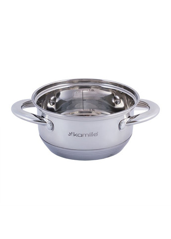 Кастрюля с крышкой 1.1 л из нержавеющей стали и полыми ручками KM-5770 Kamille (371898230)