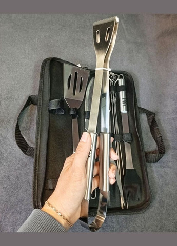 Набір для гриля та барбекю: 6 аксесуарів - Для любителів BBQ - з нержавіючої сталі з ножем 4 шампурами 2304 A-Plus (331863548)