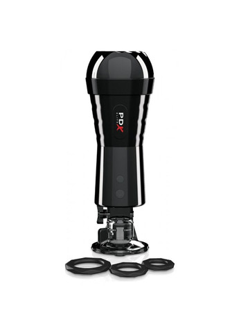 Мастурбатор-вагіна з вібрацією PDX Elite на присосці, в чорній колбі Pipedream (303890724)