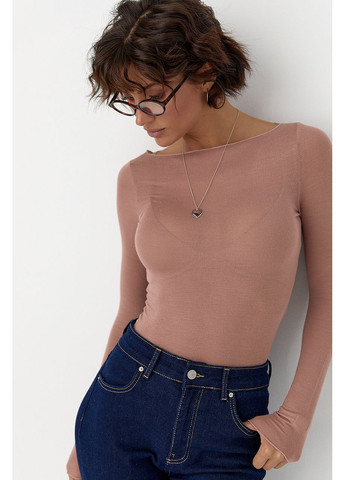 Приталенный лонгслив в сетку No Brand (361045291)