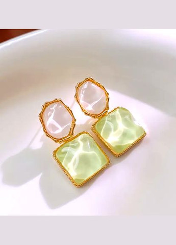 Серьги бижутерия салатово-молочные No Brand (333829123)