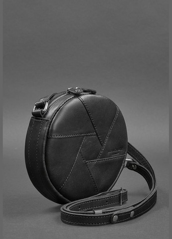 Шкіряна кругла жіноча сумка Бон-Бон Krast чорна (A-026598) BlankNote кросс-боди (327874188)