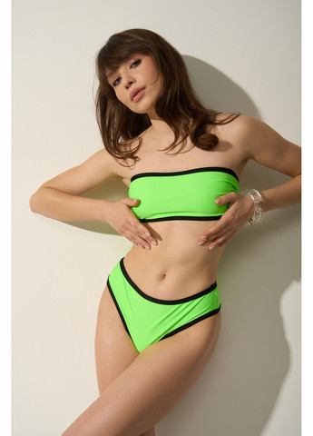 Зеленый купальник женский раздельный бандо neon салатовый раздельный Handy Wear