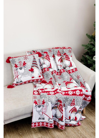 В'язана новорічна наволочка Веселі гноми 45х45см декоративна подушка для інтер'єру та подарунку ProDobro (369378121)