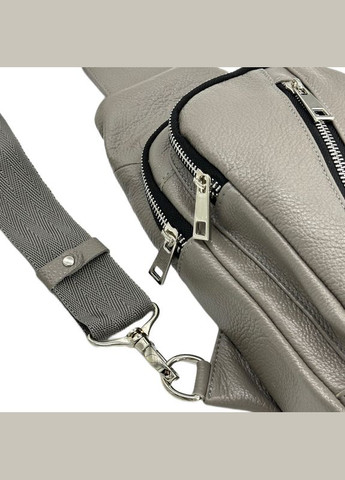 Сумка шкіряна через плече, Слінг, блискавка (Сірий) LQ 816590ж (297743530)