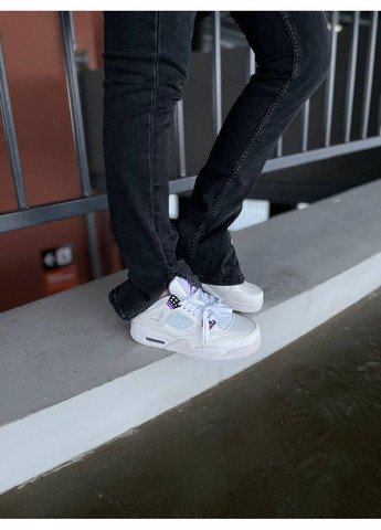Белые демисезонные кроссовки мужские nike air jordan retro 4 metallic purple найк аир джордан No Brand
