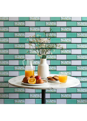 Декоративная панель ПВХ 960х480х4мм Кирпич зеленый орнамент SW-00001429 Sticker Wall (362115422)