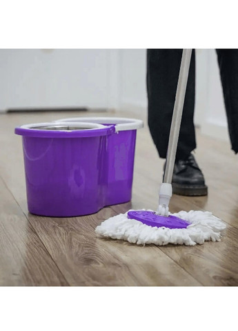 Комплект набор швабра лентяйка с ведром насадками автоматическим отжимом ручкой для переноски 10 л (478549-Prob) Фиолетовый Unbranded (306770119)