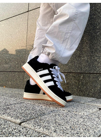 КРОСІВКИ ЖІНОЧІ ADIDAS CAMPUS 00S BLACK WHITE FUR V2 АДІДАС КАМПУС No Brand чорні зими (368647066)