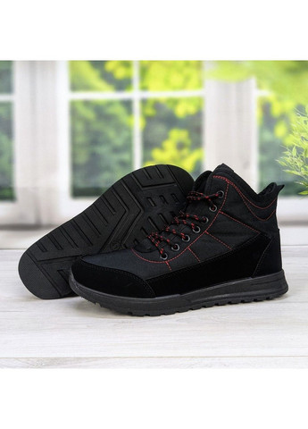 Черные зимние ботинки мужские зимние черные на шнурках Progress