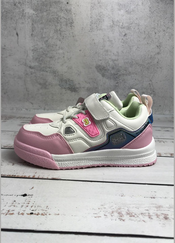 Цветные демисезонные кроссовки демисезонные детские для девочки розово-белый (1091) Bessky