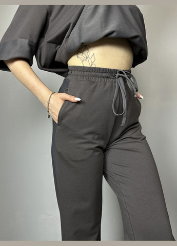 Спортивні штани-палаццо жіночі сірі Style MKSH2435-3 Modna KAZKA (276650377)