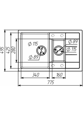 Гранитная мойка для кухни TOSKANA 7850W матовая Серый металлик Valeso (358059073)