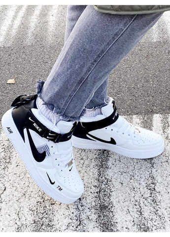 КРОСІВКИ ЖІНОЧІ NIKE AIR FORCE 1 HIGH BLACK WHITE TM НАЙК АІР ФОРС 1 ПРЕМІУМ No Brand чорні демісезони (369389689)