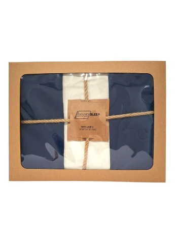 Комплект постільної білизни Stonewash Doble Dark Blue Milk Євро 200х220 см синьо-молочний SoundSleep (389537112)