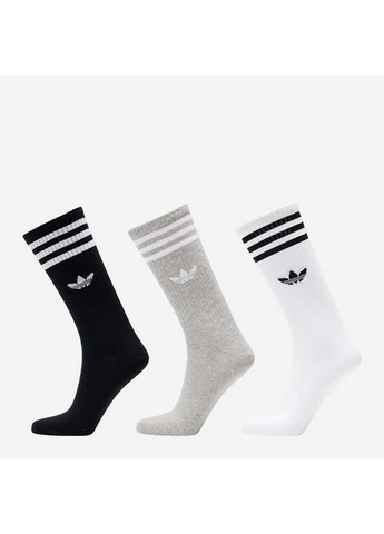 Комбіновані шкарпетки high crew sock білий, сірий, чорний adidas однотонні (367597987)