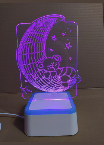 Нічник 3D світильник 3д Ведмедик на Місяці No Brand (342064458)