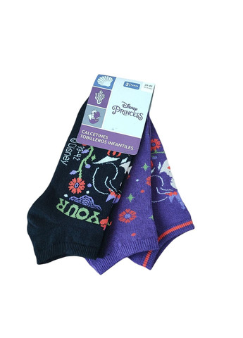 Комбинированные набор детских коротких носков для девочки (3 пары) разноцветный (25060719) Disney рисунки (336549675)