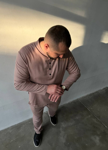 Светло-коричневый демисезонный костюм из льна с рубашкой MonsterBrand