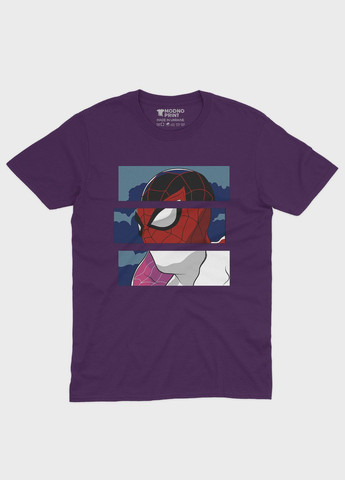 Фиолетовая демисезонная футболка для девочки с принтом супергероя - человек-паук (ts001-1-dby-006-014-004-g) Modno