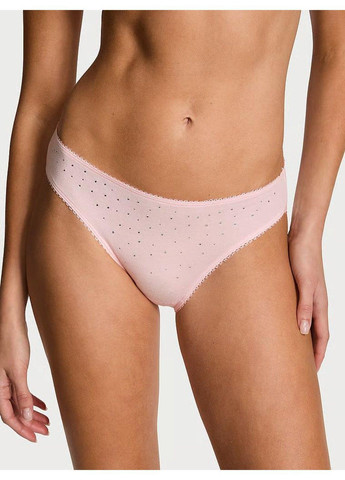 Трусики-бикини женские хлопковые Stretch Cotton Sparkle Bikini Panty пудровые Victoria's Secret (370139651)