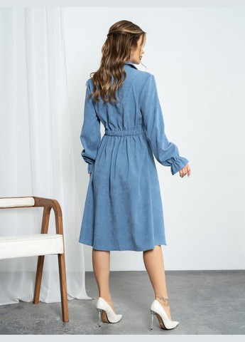 Синя вельветова сукня-сорочка з довгими рукавами ISSA PLUS (279548841)